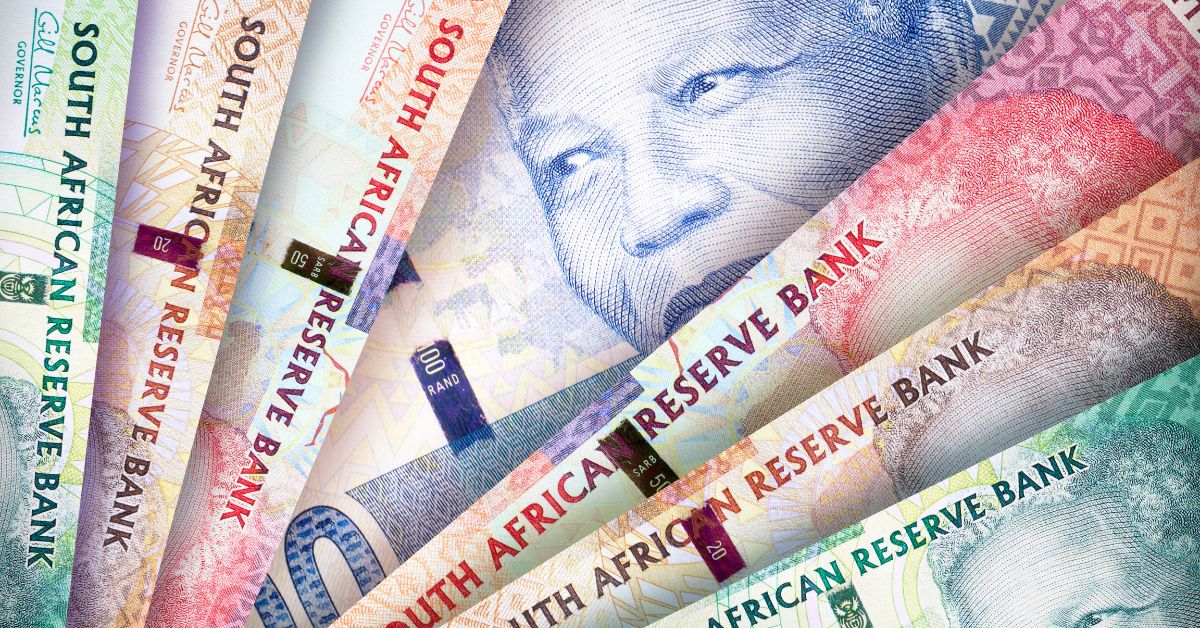 South African Rand Notes laying together