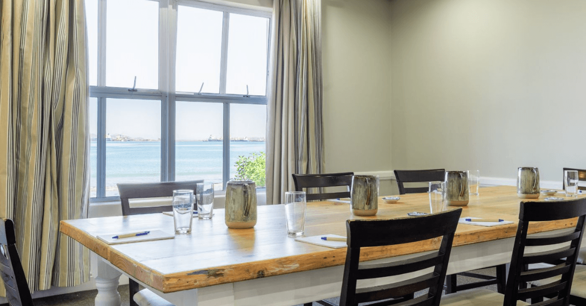 Conference room with ocean side view at blue bay lodge 