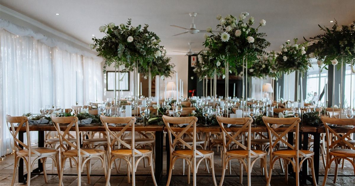 Indoor setup of a wedding