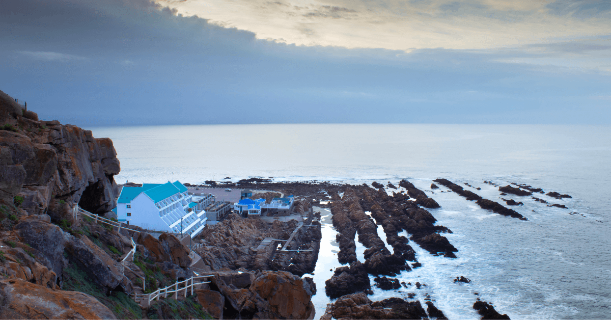 View of Mossel Bay points restaurants and rock pools 